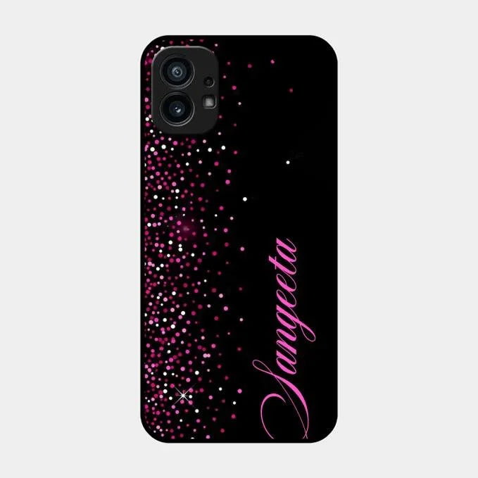 Pink Glitter Customize Glass Case Cover For Nothing