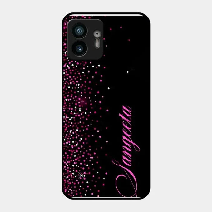 Pink Glitter Customize Glass Case Cover For Nothing