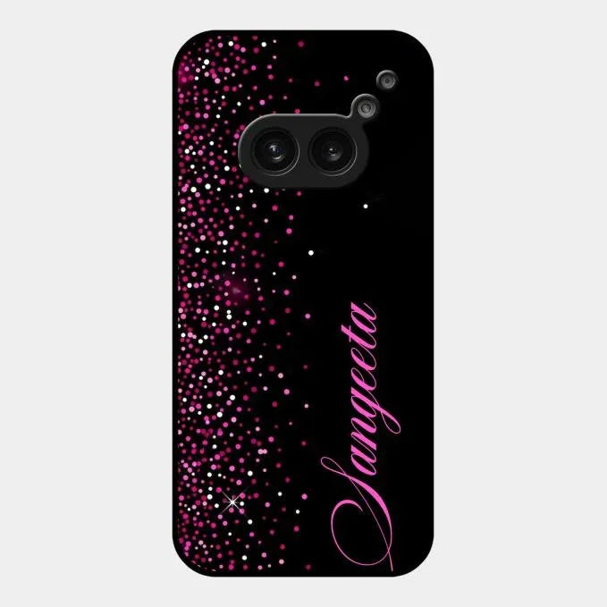 Pink Glitter Customize Glass Case Cover For Nothing