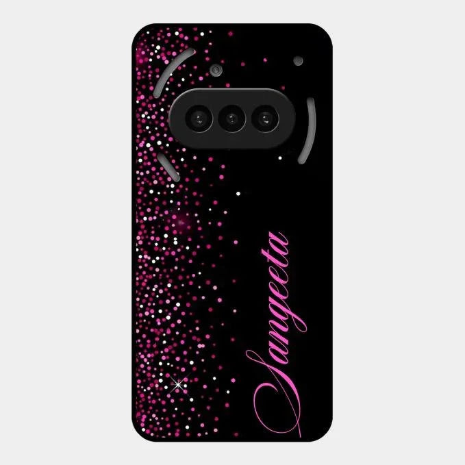Pink Glitter Customize Glass Case Cover For Nothing