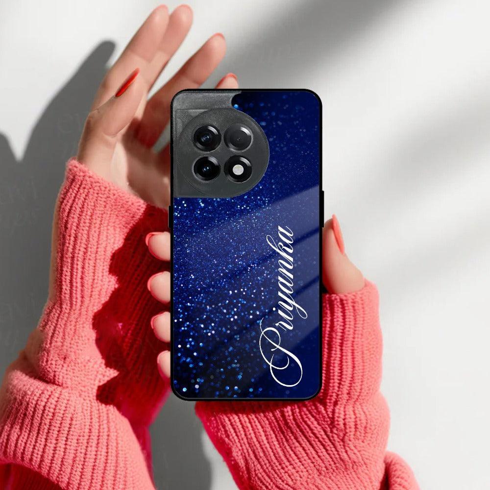 Blue Glitter Customize Glass Case Cover For Oneplus - ShopOnCliQ