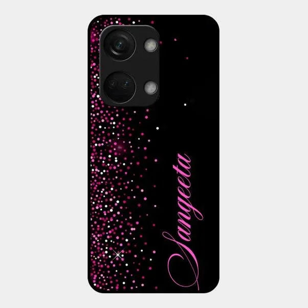 Pink Glitter Customize Glass Case Cover For OnePlus