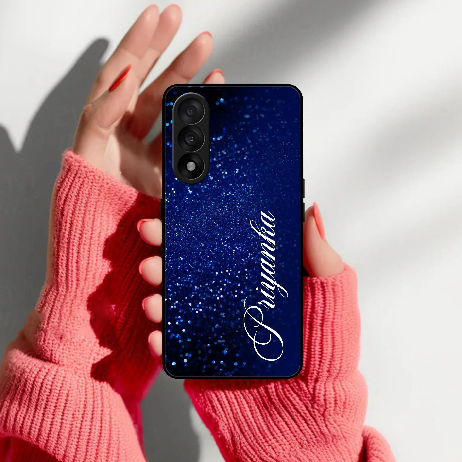 Blue Glitter Customize Glass Case Cover For Oneplus - ShopOnCliQ