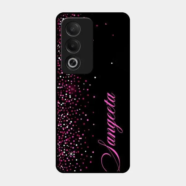 Pink Glitter Customize Glass Case Cover For Oppo