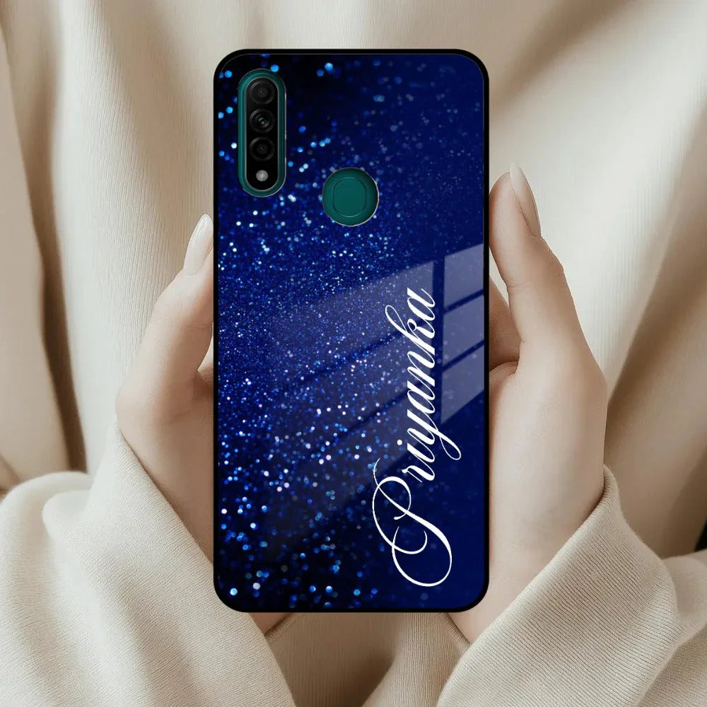 Blue Glitter Customize Glass Case Cover For Oppo - ShopOnCliQ
