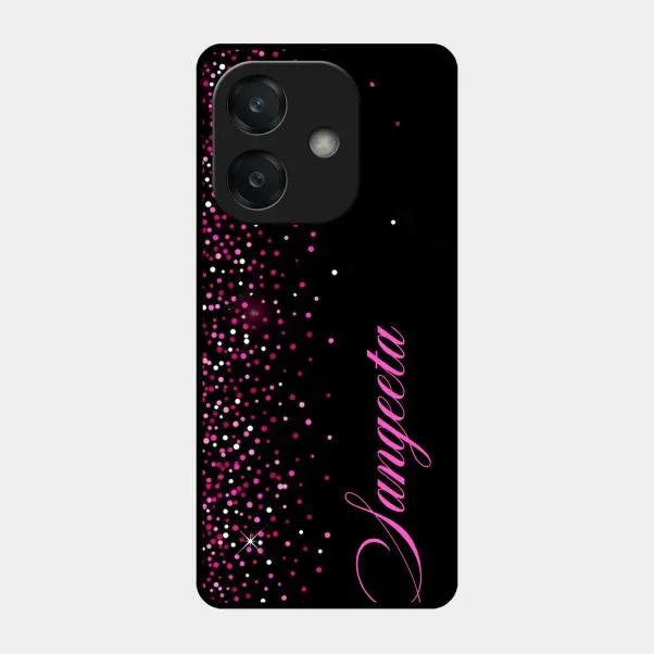 Pink Glitter Customize Glass Case Cover For Oppo