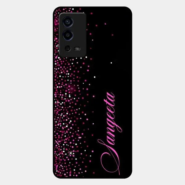 Pink Glitter Customize Glass Case Cover For Oppo