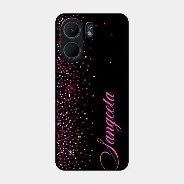 Pink Glitter Customize Glass Case Cover For Oppo