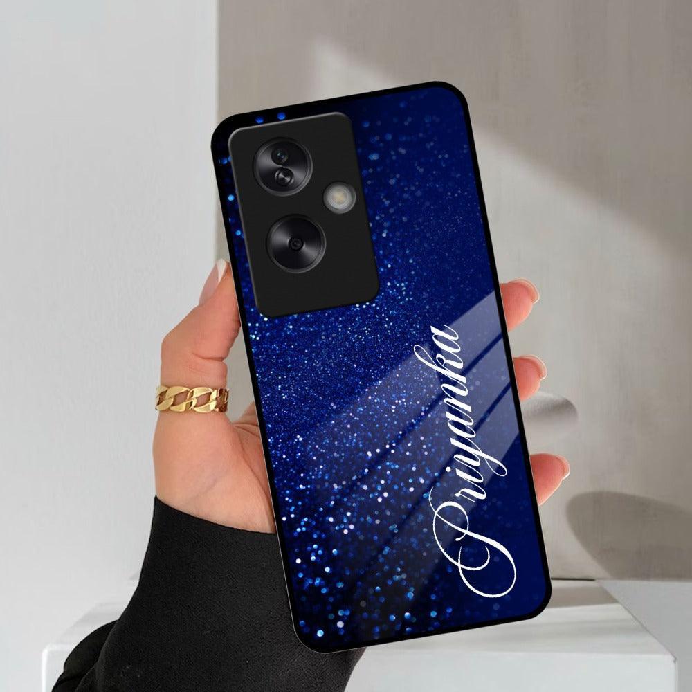 Blue Glitter Customize Glass Case Cover For Oppo - ShopOnCliQ