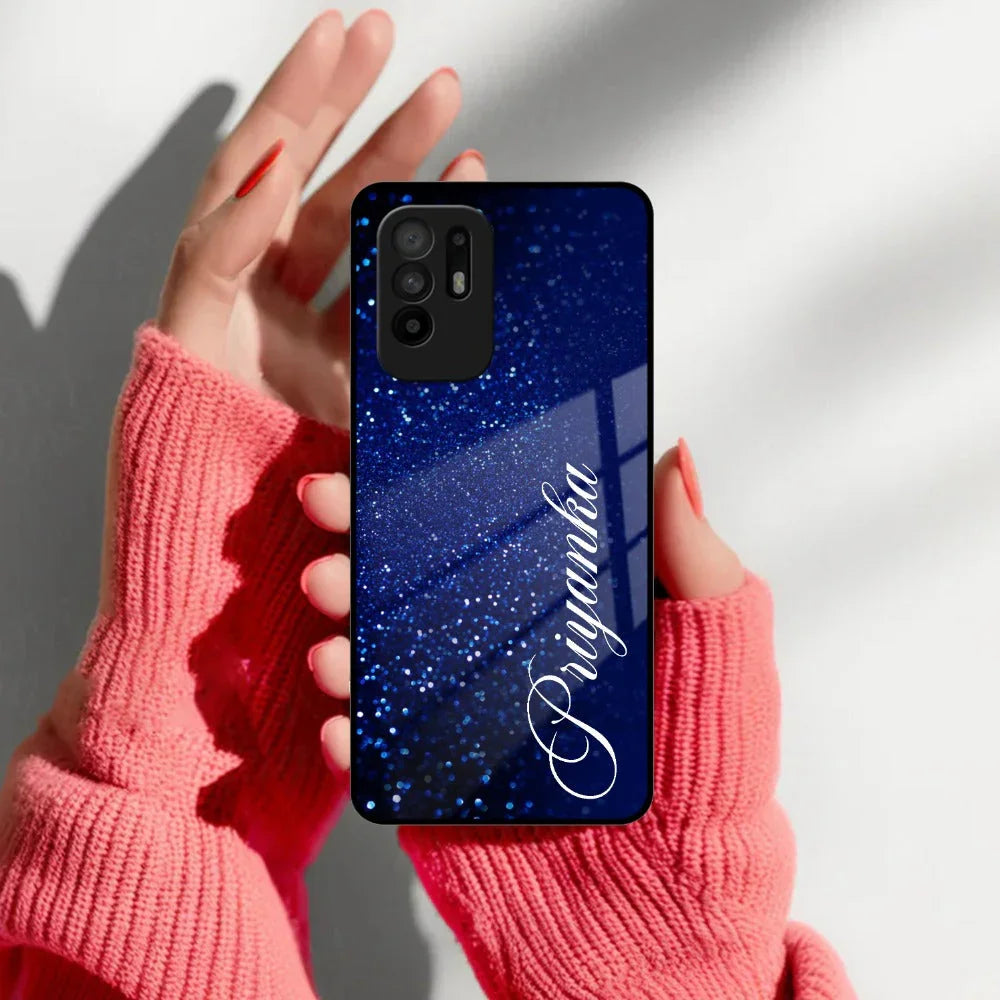 Blue Glitter Customize Glass Case Cover For Oppo - ShopOnCliQ