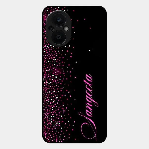 Pink Glitter Customize Glass Case Cover For Oppo