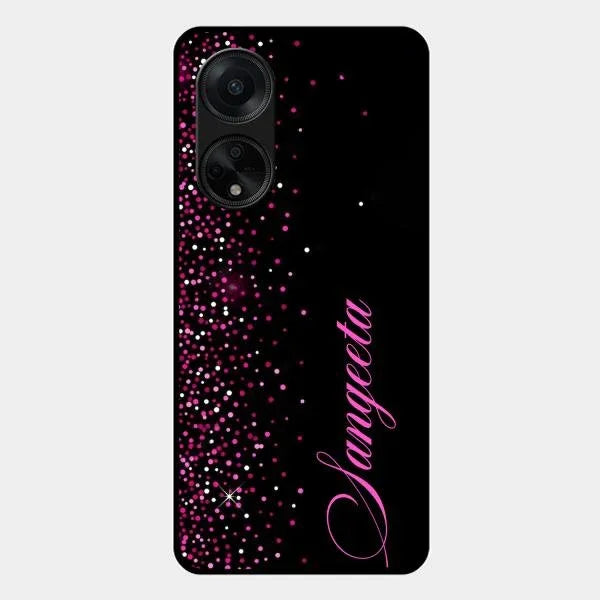 Pink Glitter Customize Glass Case Cover For Oppo