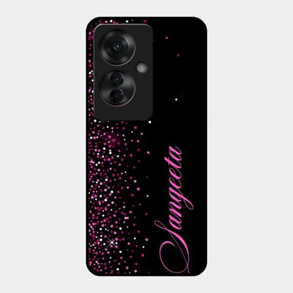 Pink Glitter Customize Glass Case Cover For Oppo