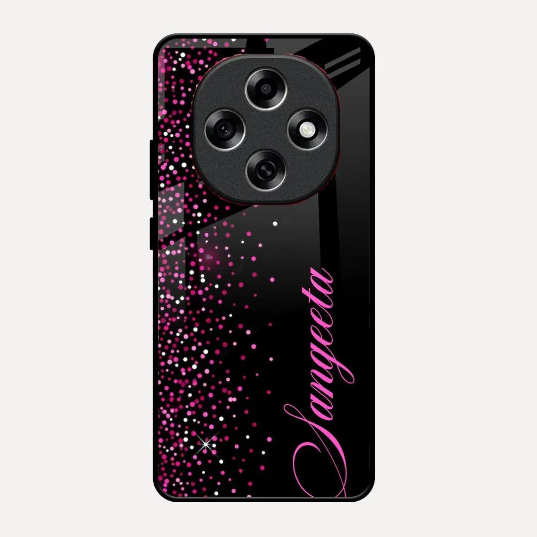 Pink Glitter Customize Glass Case Cover For Oppo