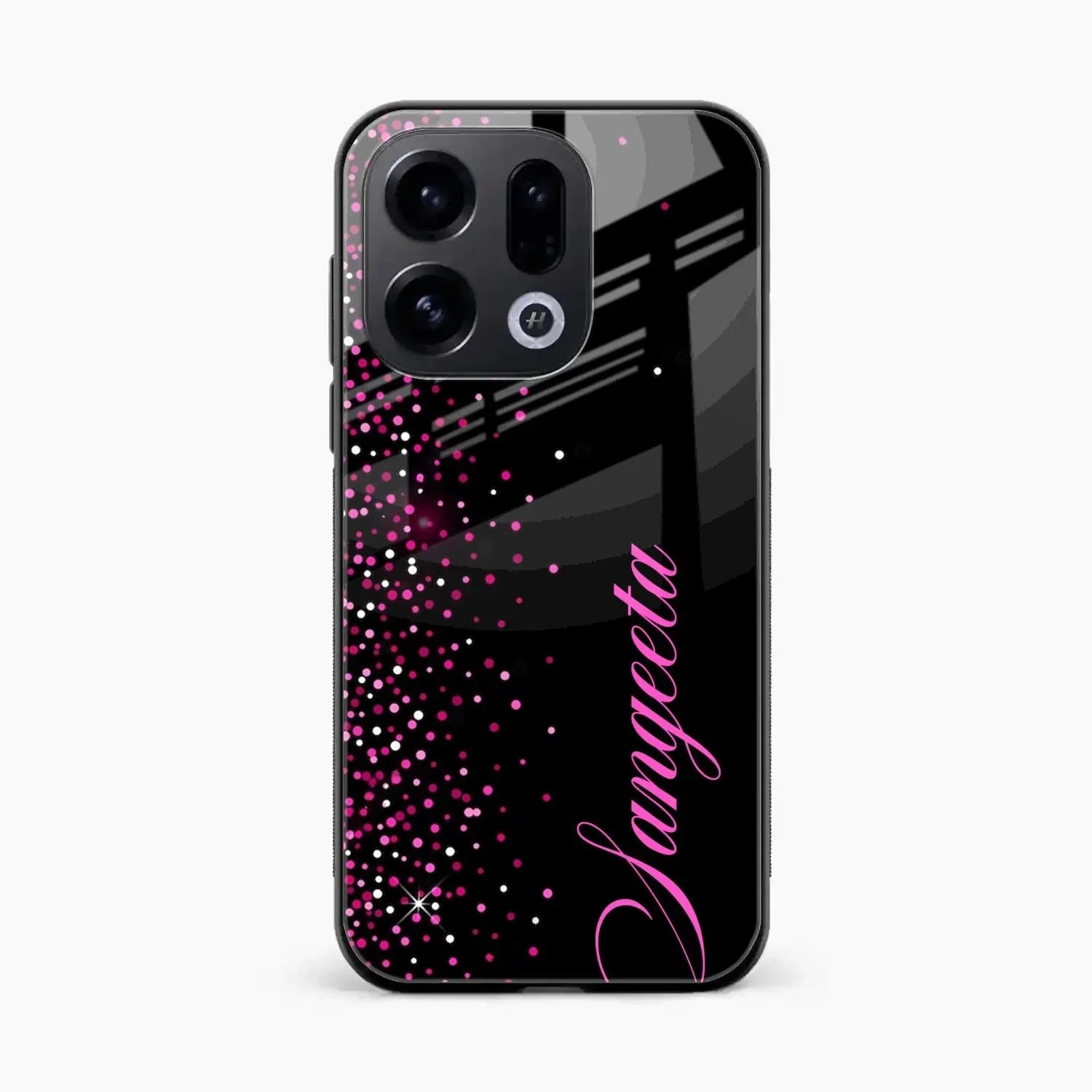 Pink Glitter Customize Glass Case Cover For Oppo