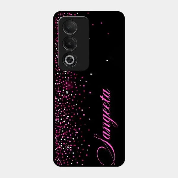 Pink Glitter Customize Glass Case Cover For Oppo