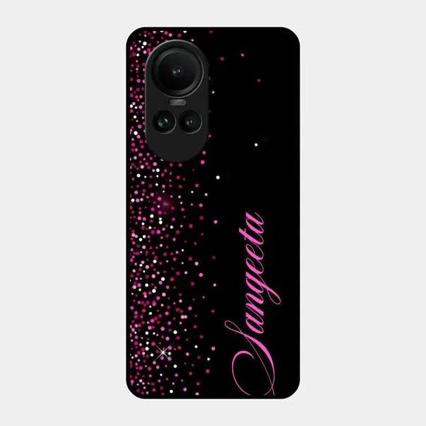 Pink Glitter Customize Glass Case Cover For Oppo