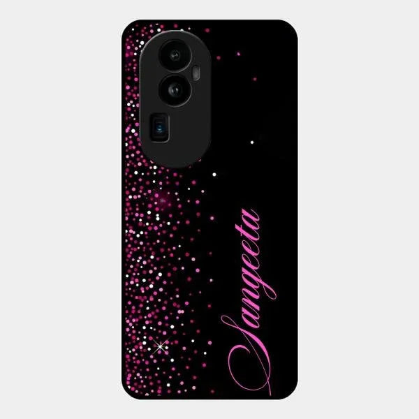 Pink Glitter Customize Glass Case Cover For Oppo