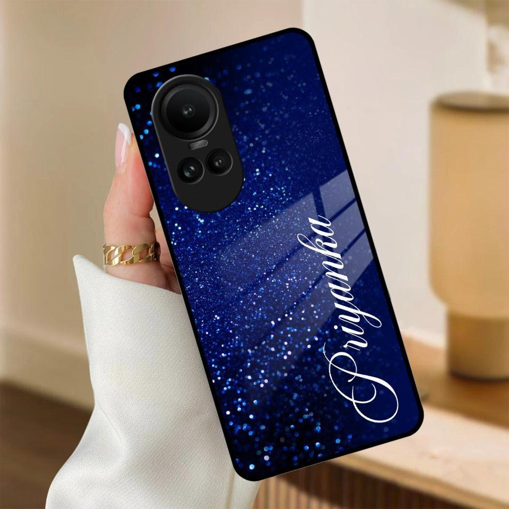 Blue Glitter Customize Glass Case Cover For Oppo - ShopOnCliQ