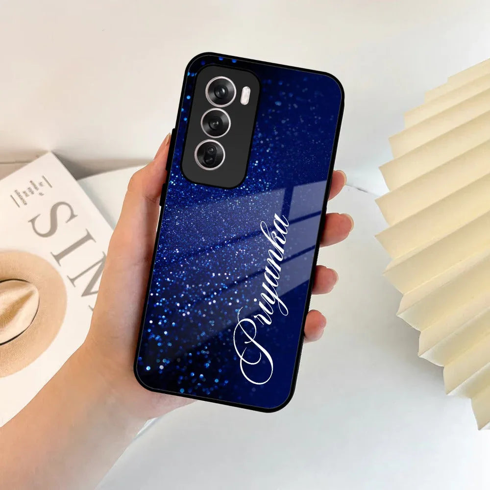 Blue Glitter Customize Glass Case Cover For Oppo - ShopOnCliQ