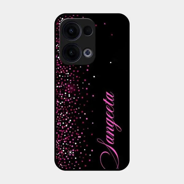 Pink Glitter Customize Glass Case Cover For Oppo