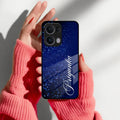 Blue Glitter Customize Glass Case Cover For Oppo - ShopOnCliQ