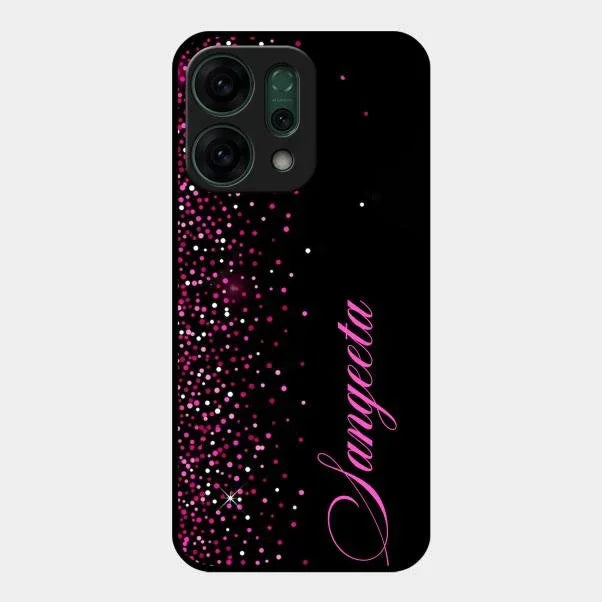 Pink Glitter Customize Glass Case Cover For Oppo