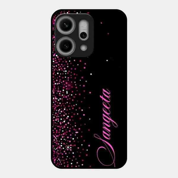 Pink Glitter Customize Glass Case Cover For Oppo