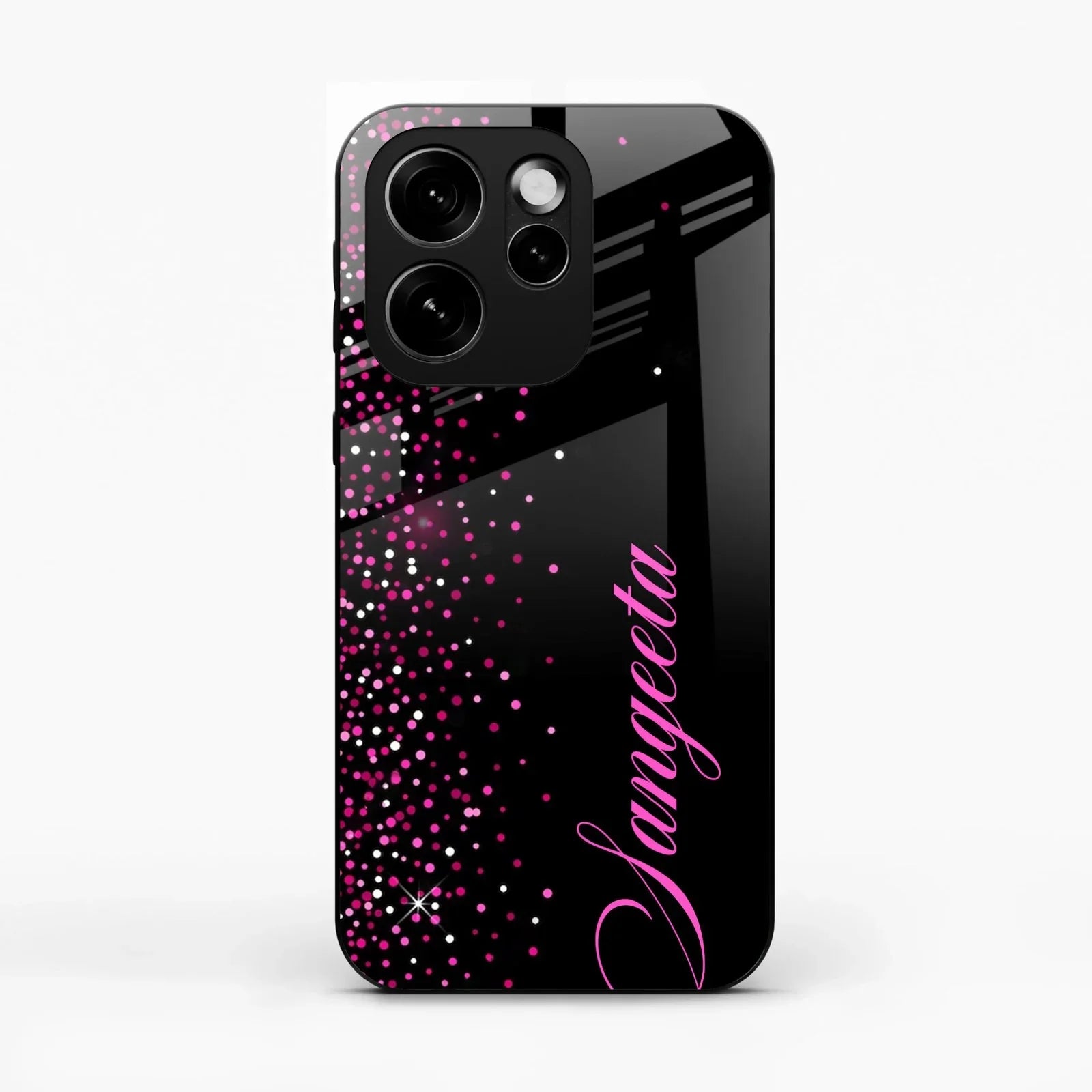 Pink Glitter Customize Glass Case Cover For Oppo