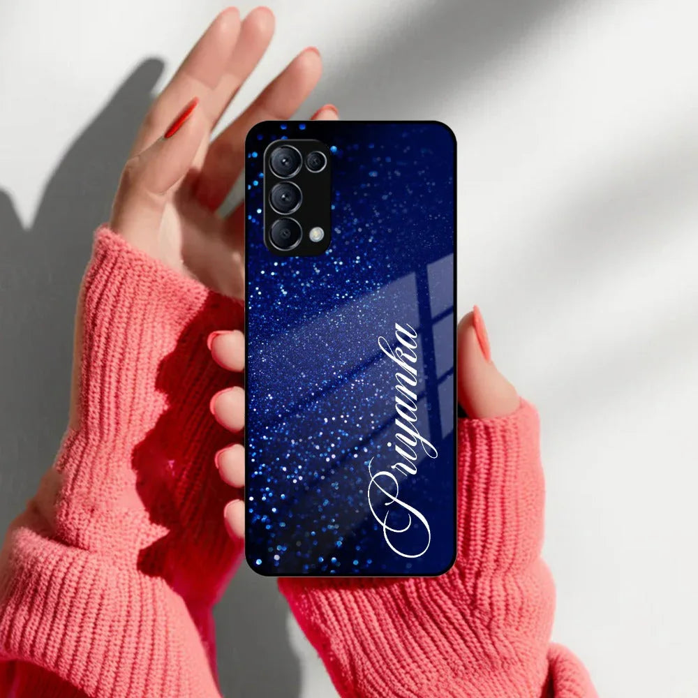 Blue Glitter Customize Glass Case Cover For Oppo - ShopOnCliQ