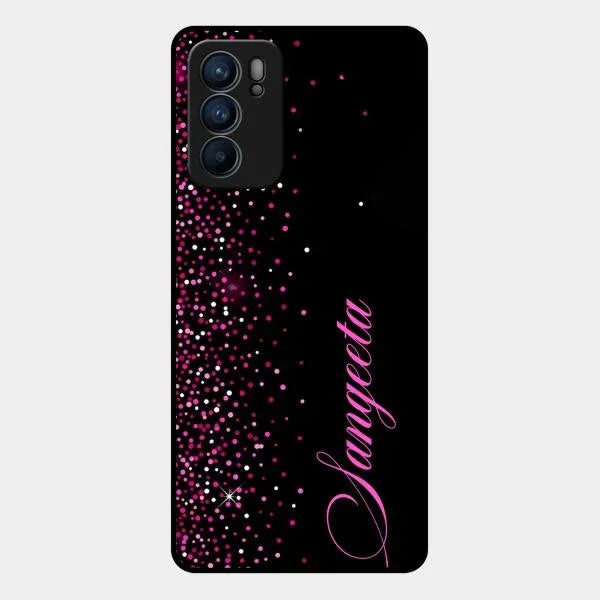 Pink Glitter Customize Glass Case Cover For Oppo