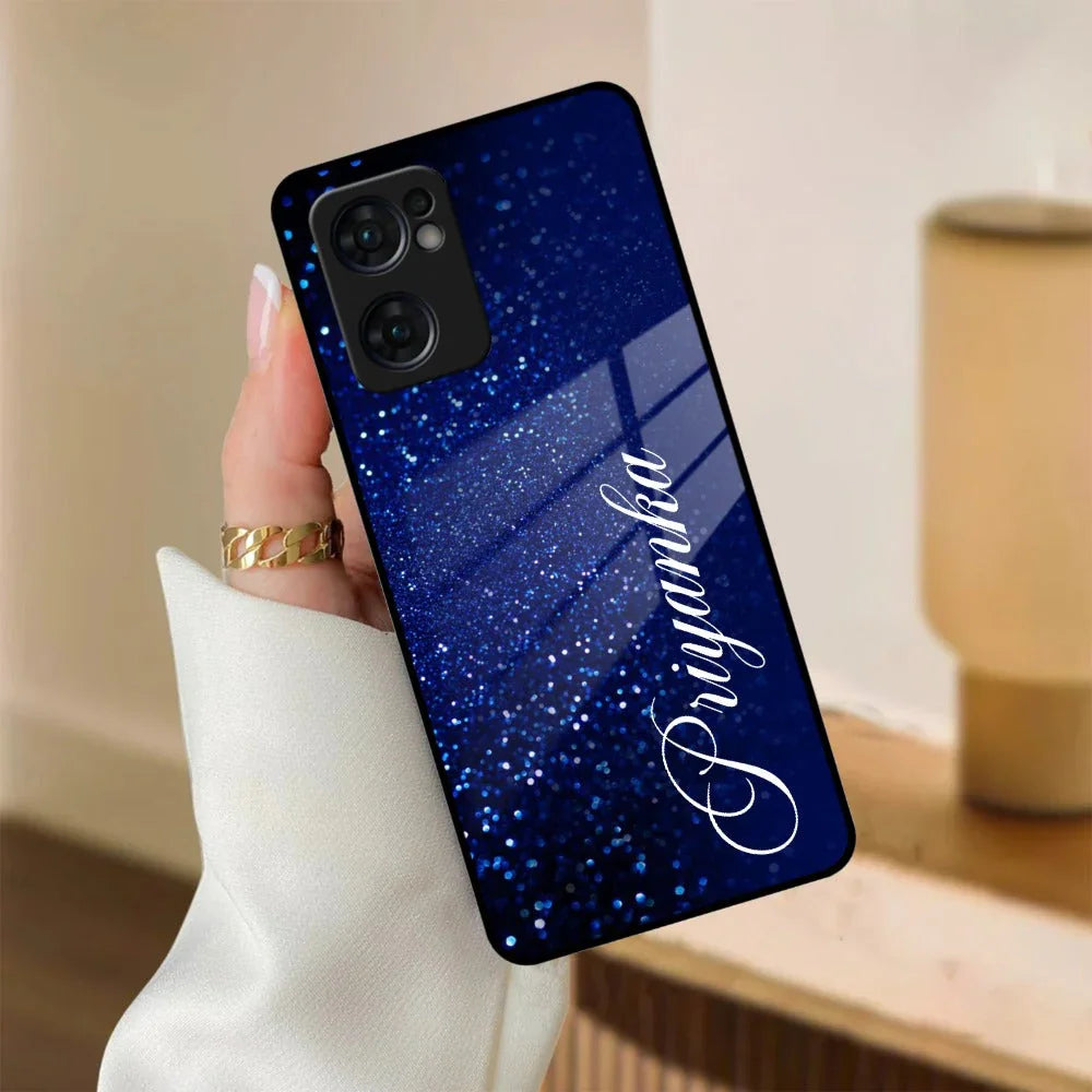 Blue Glitter Customize Glass Case Cover For Oppo - ShopOnCliQ