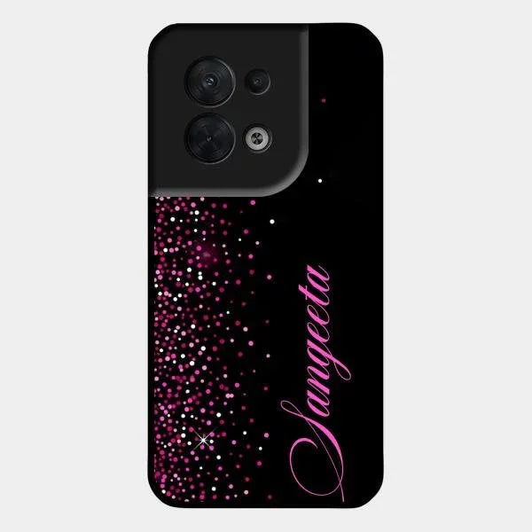 Pink Glitter Customize Glass Case Cover For Oppo