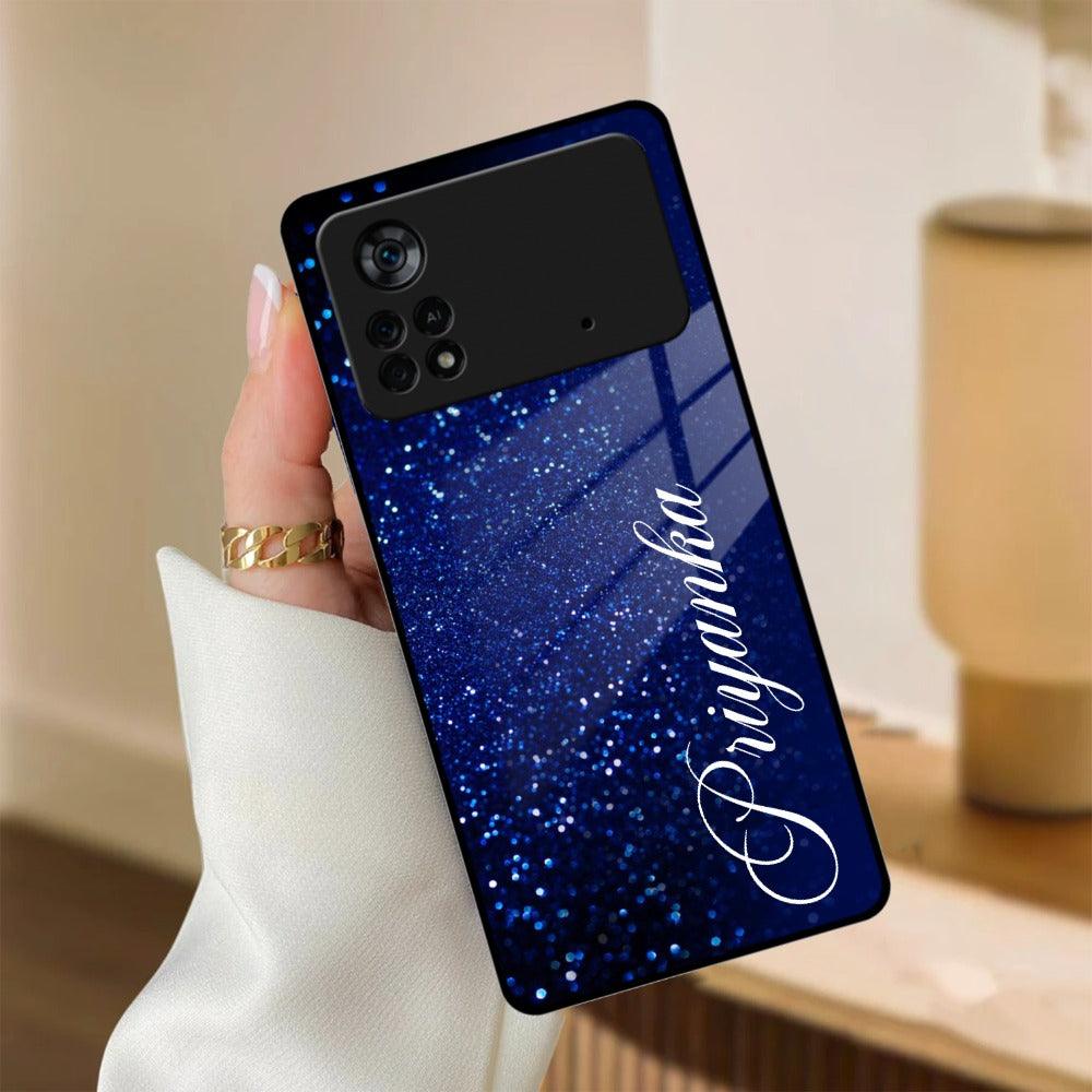Blue Glitter Customize Glass Case Cover For Poco - ShopOnCliQ