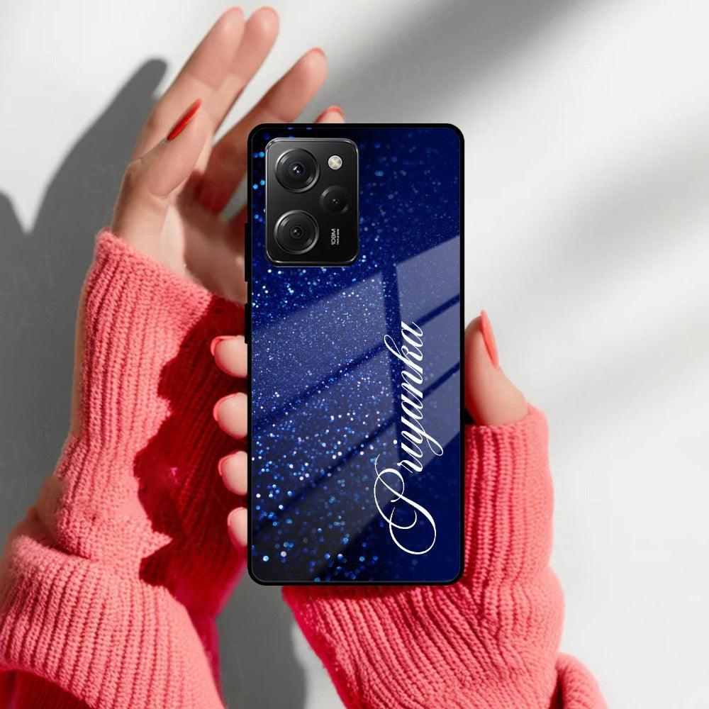 Blue Glitter Customize Glass Case Cover For Poco - ShopOnCliQ