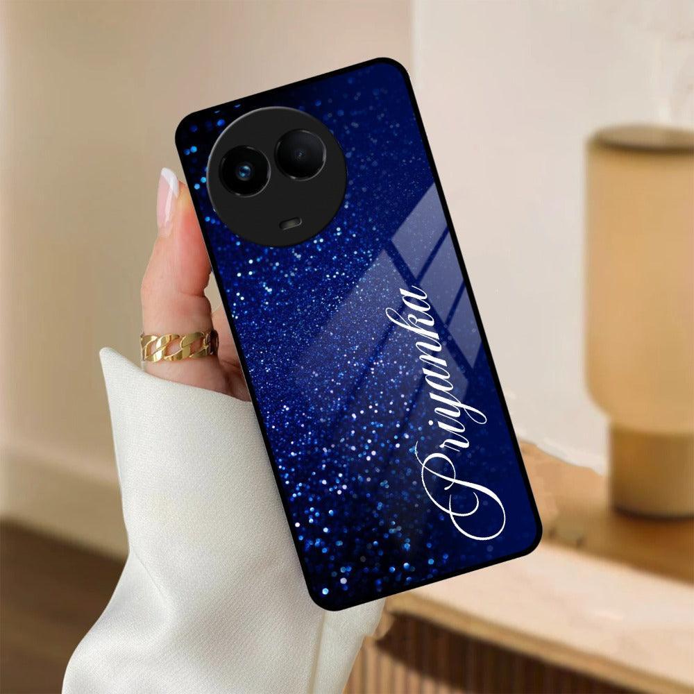 Blue Glitter Customize Glass Case Cover For Realme/Narzo - ShopOnCliQ