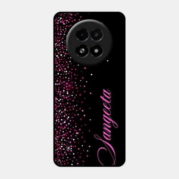 Pink Glitter Customize Glass Case Cover For Realme