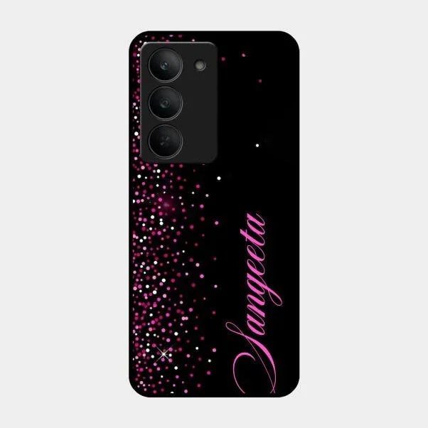 Pink Glitter Customize Glass Case Cover For Realme