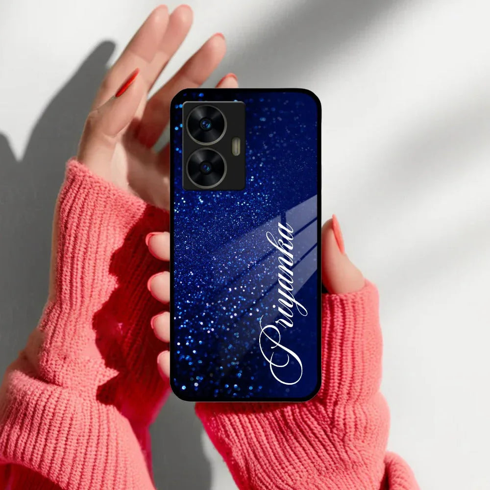 Blue Glitter Customize Glass Case Cover For Realme/Narzo - ShopOnCliQ