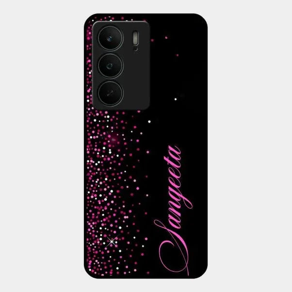 Pink Glitter Customize Glass Case Cover For Realme