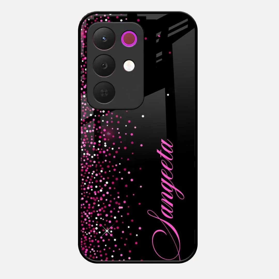 Pink Glitter Customize Glass Case Cover For Realme