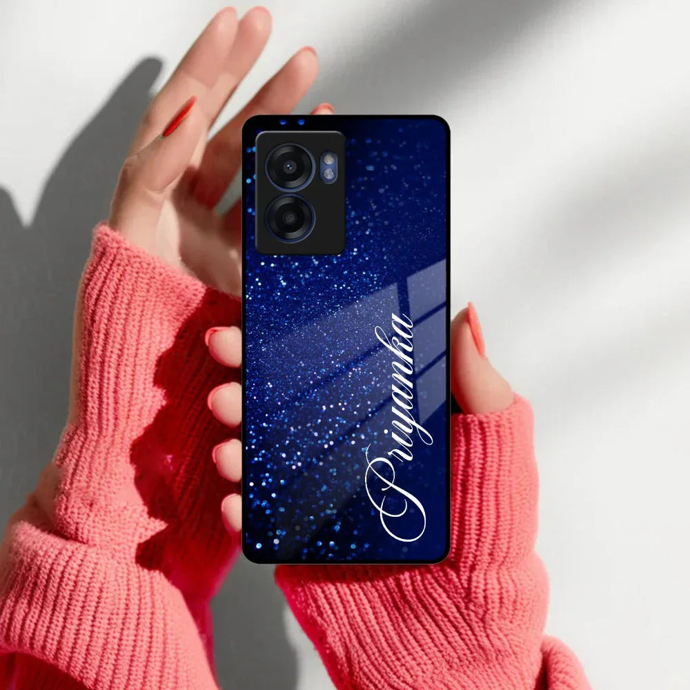 Blue Glitter Customize Glass Case Cover For Realme/Narzo - ShopOnCliQ