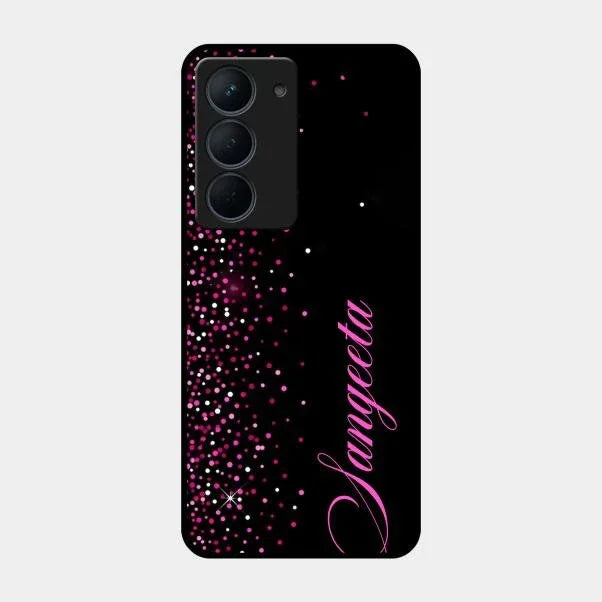 Pink Glitter Customize Glass Case Cover For Realme