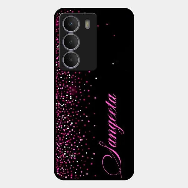 Pink Glitter Customize Glass Case Cover For Realme