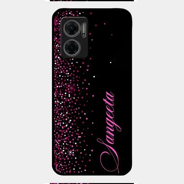 Pink Glitter Customize Glass Case Cover For Redmi