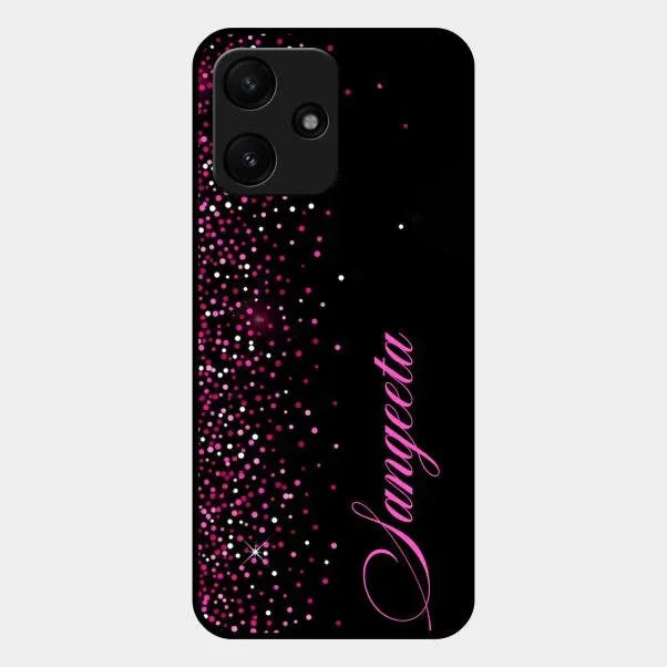Pink Glitter Customize Glass Case Cover For Redmi
