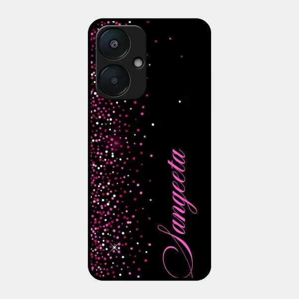 Pink Glitter Customize Glass Case Cover For Redmi