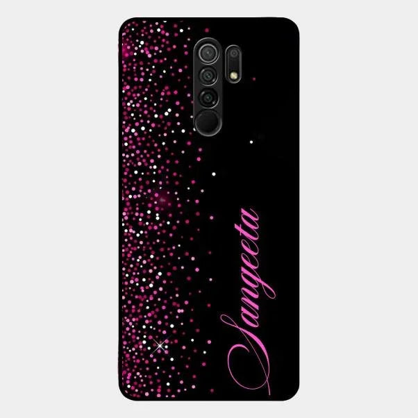 Pink Glitter Customize Glass Case Cover For Redmi