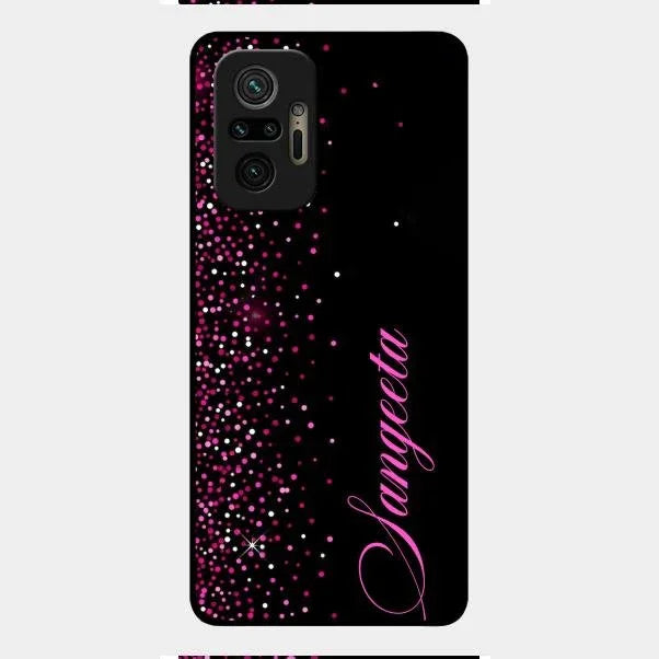 Pink Glitter Customize Glass Case Cover For Redmi