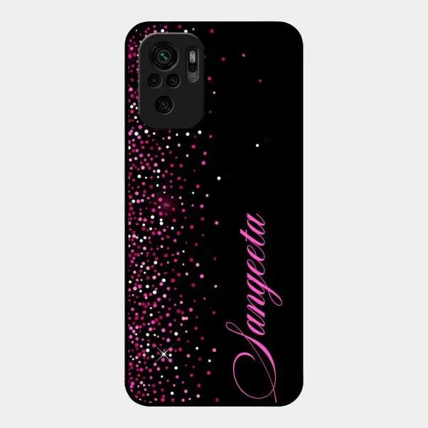 Pink Glitter Customize Glass Case Cover For Redmi